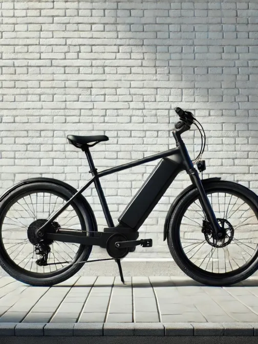 S&auml;hk&ouml;py&ouml;r&auml; valkoista tiilisein&auml;&auml; vasten.